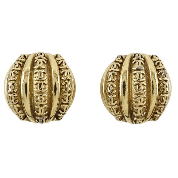 CHANEL COCO Mark Earring vintage Plated Gold 37g Women